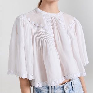 NEVER WORN Isabel Marant Ogalice Rami Eyelet Crop Blouse